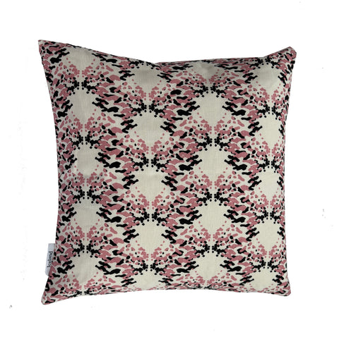 Pink-Static printed 100% linen pillowcase