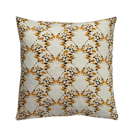 Yellow-Static printed 100% linen pillowcase
